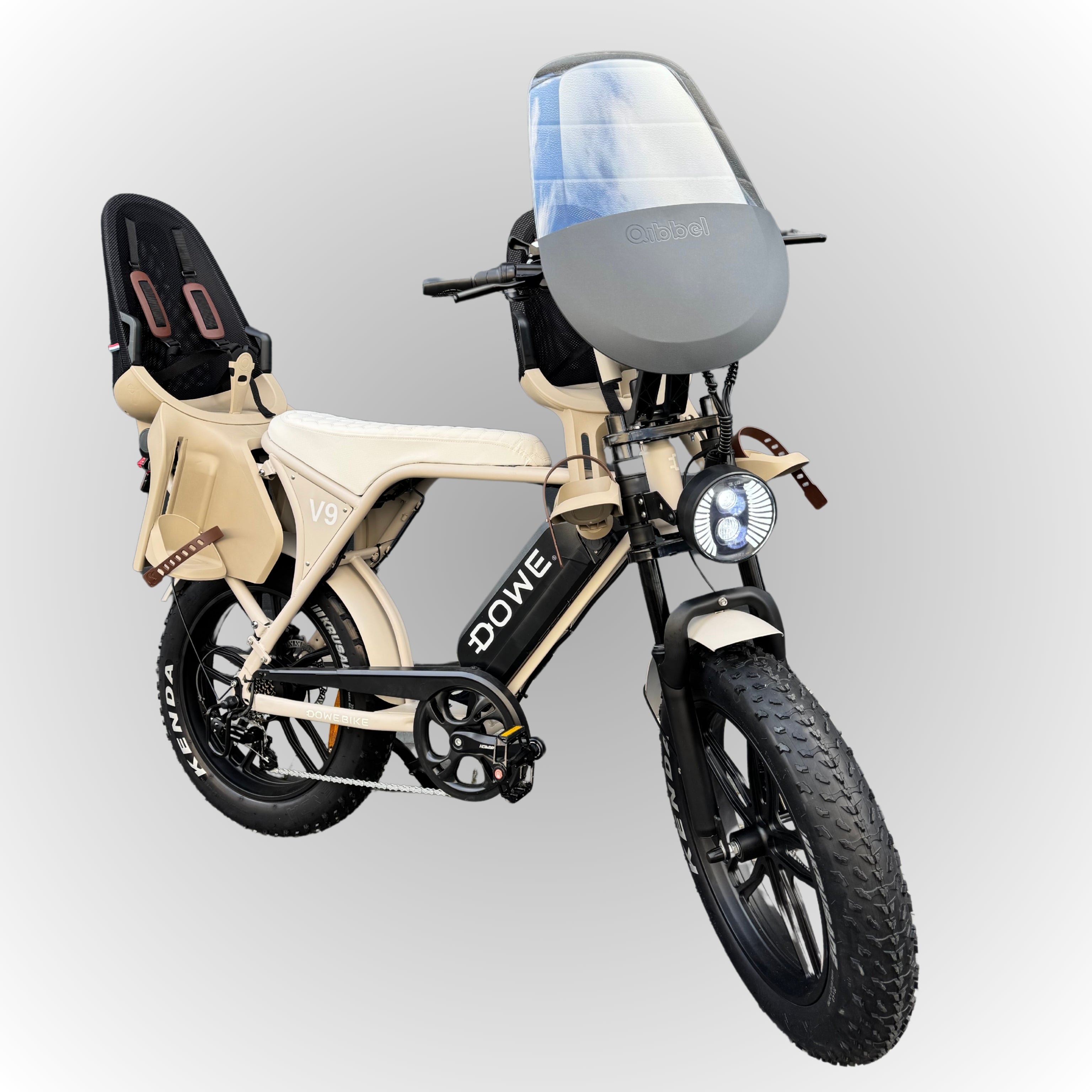Elektrische fatbike 250W Dowe V9 zand met kinderzitjes